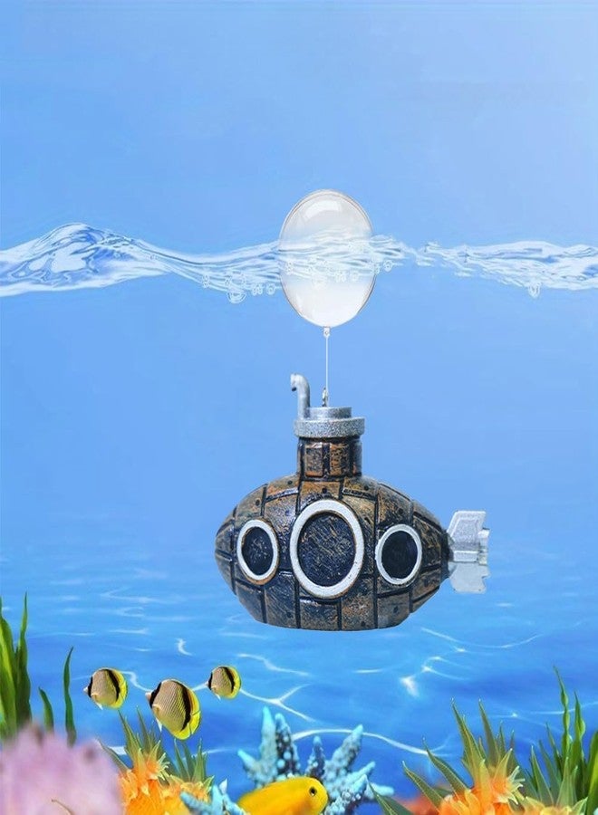 Herxsin Floating Fish Tank Decoration, Resin Retro Submarine Aquarium Decor Artificial Aquarium Decoration with Ball Fish Tank Accessories(Color:Bronze) - Image 5